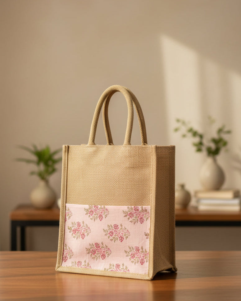Jute Lunch Bag With Kalamkari