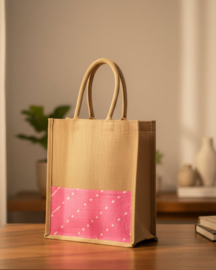 Jute Lunch Bag With kalamkari
