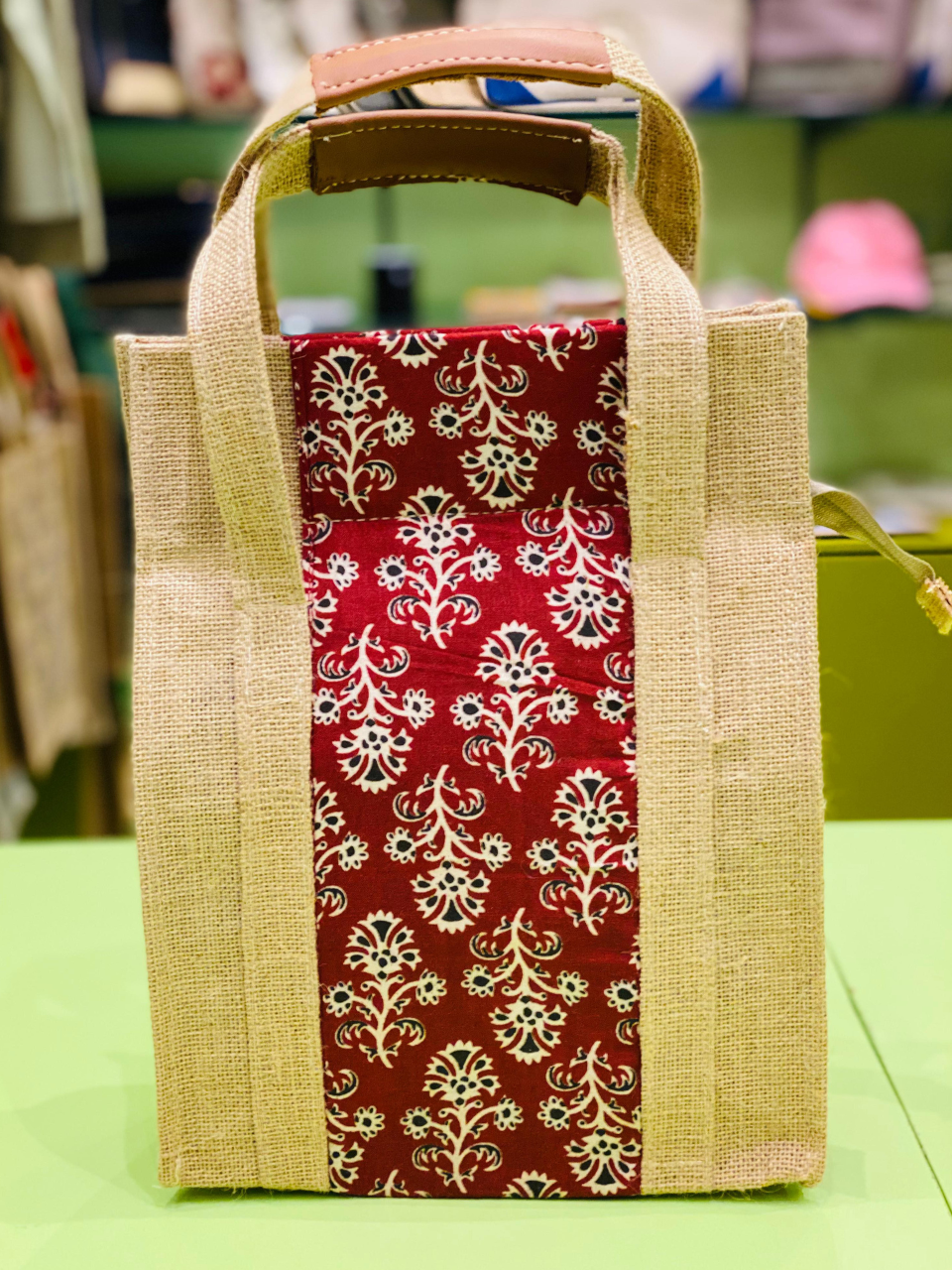 JUTE WITH KALAMKARI LUNCH BAG