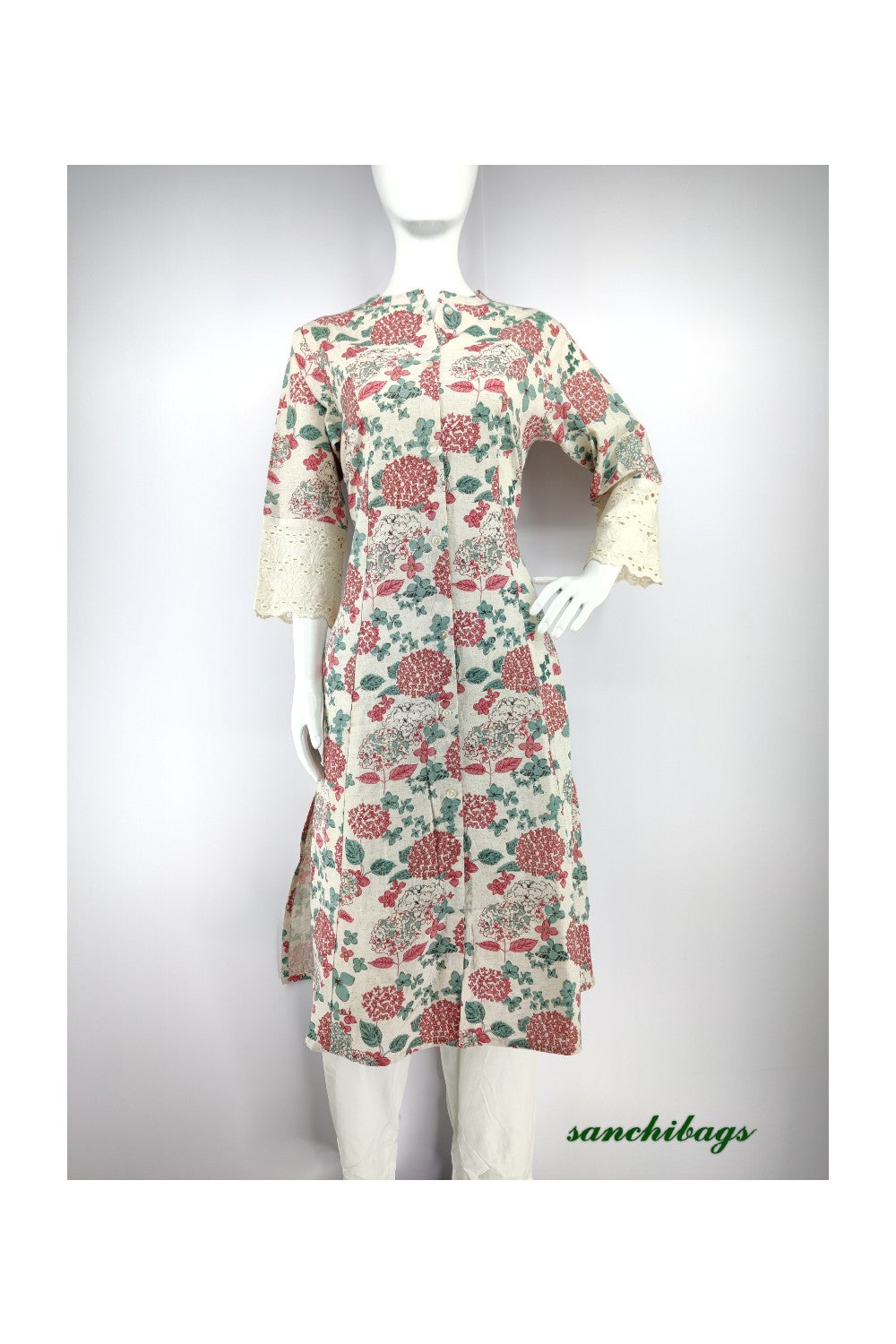 Off White Kurta with Floral Print