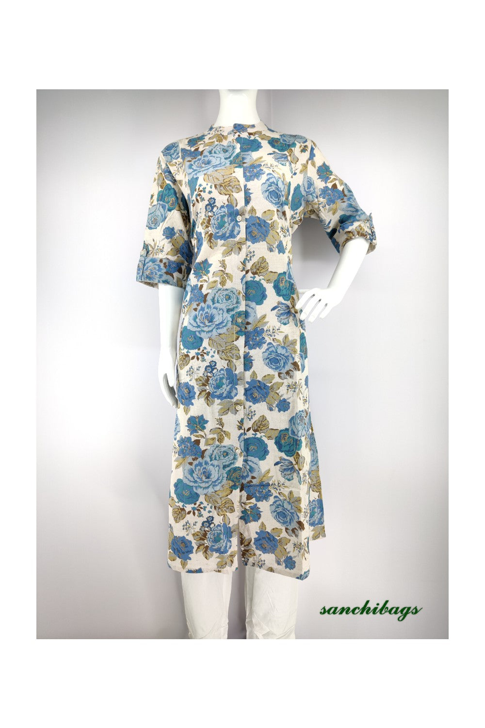 Off White Kurta with Floral Print