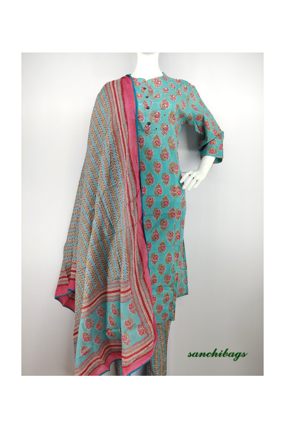 Blue and Magenta Salwar Set