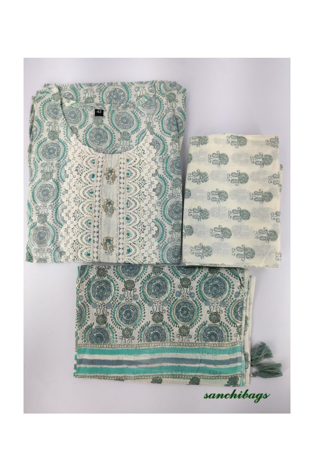 White and Blue Salwar Set