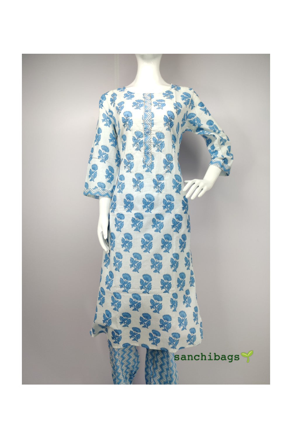 WHITE AND BLUE SALWAR SET