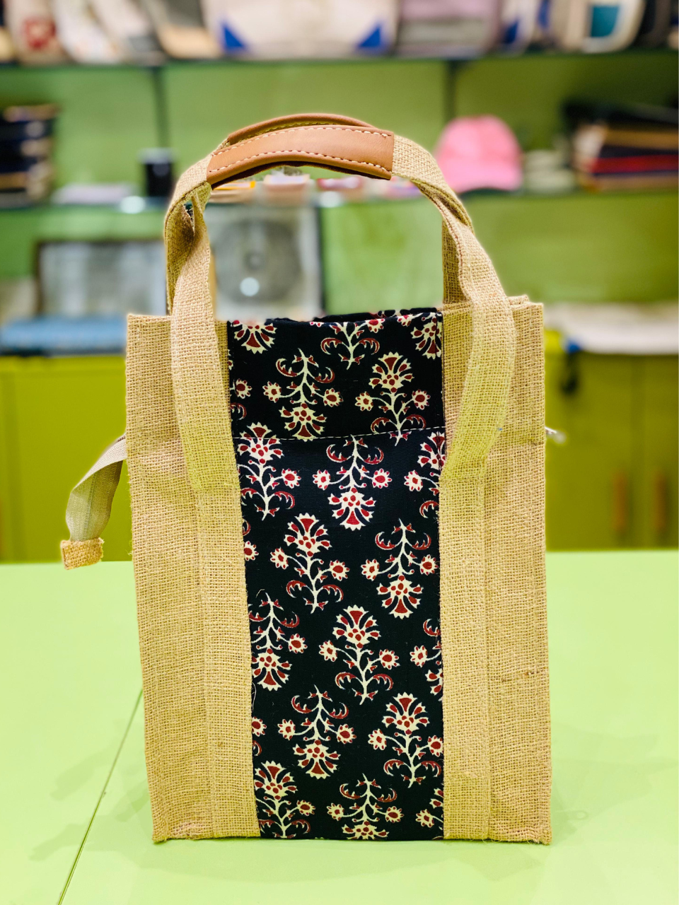 JUTE WITH KALMKARI LUNCH BAG