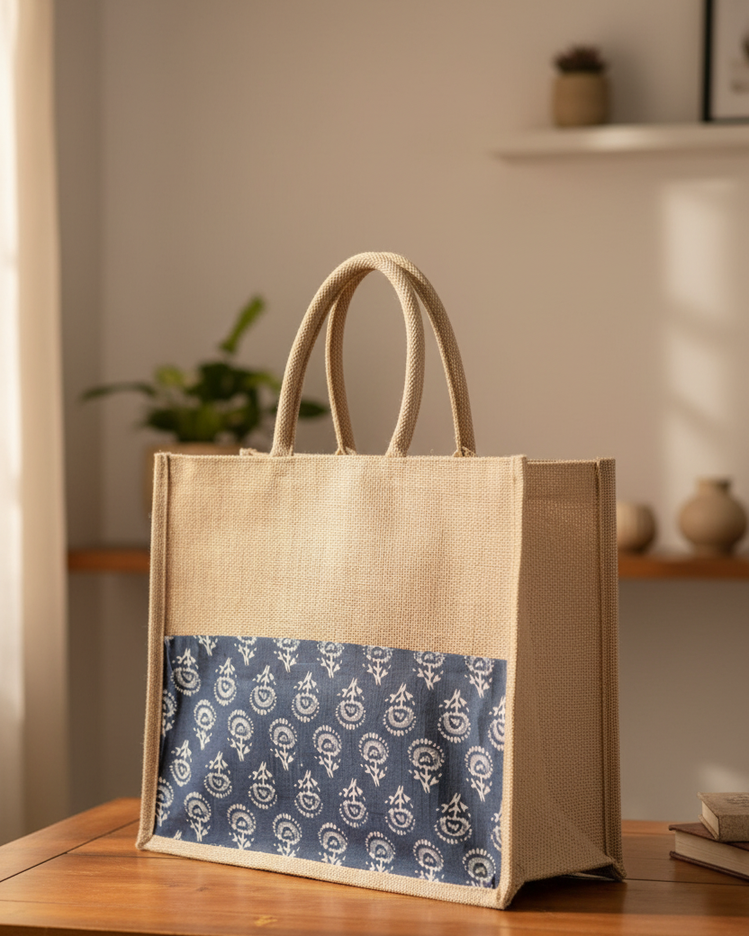 Jute Shopper With Kalamkari