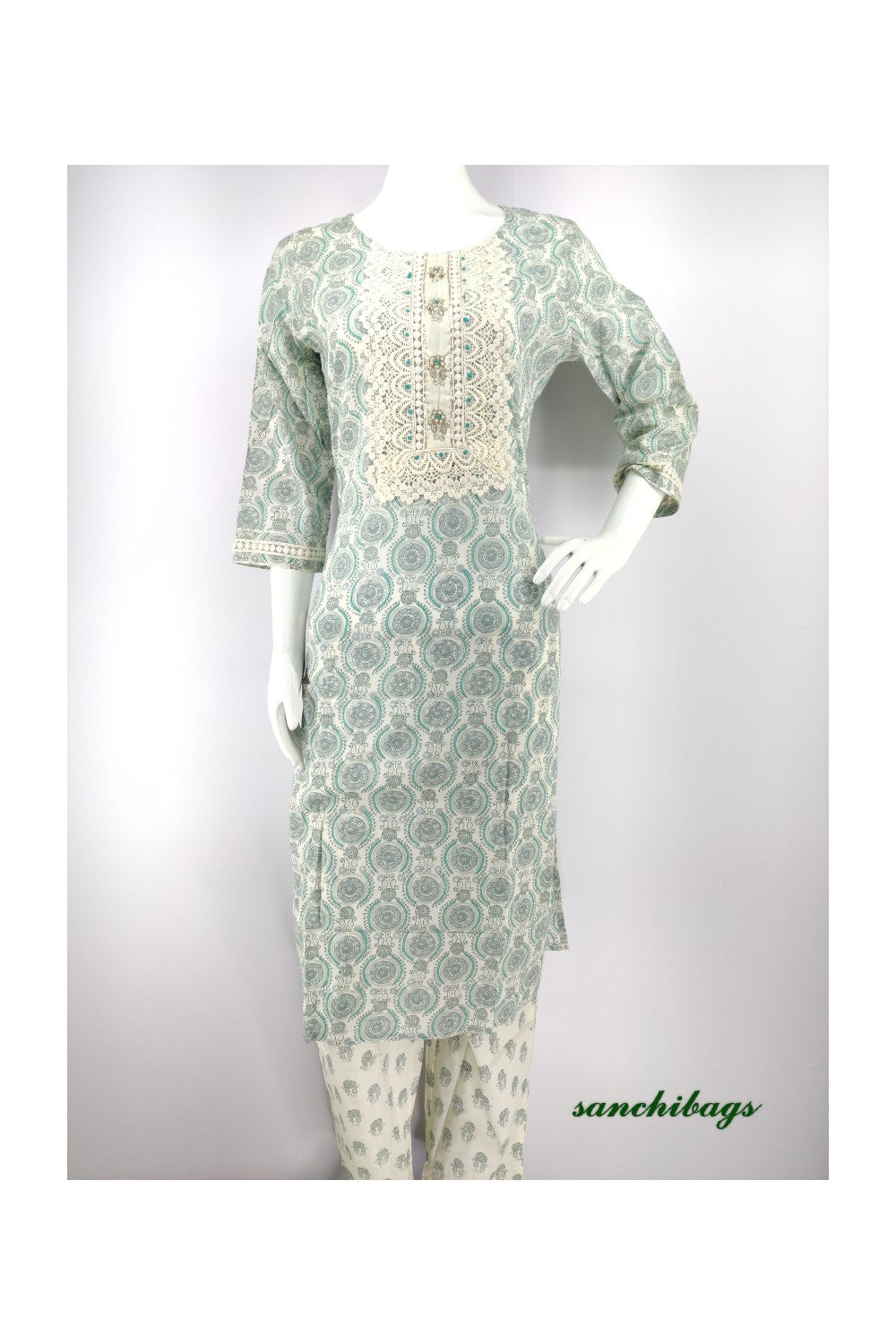 White and Blue Salwar Set