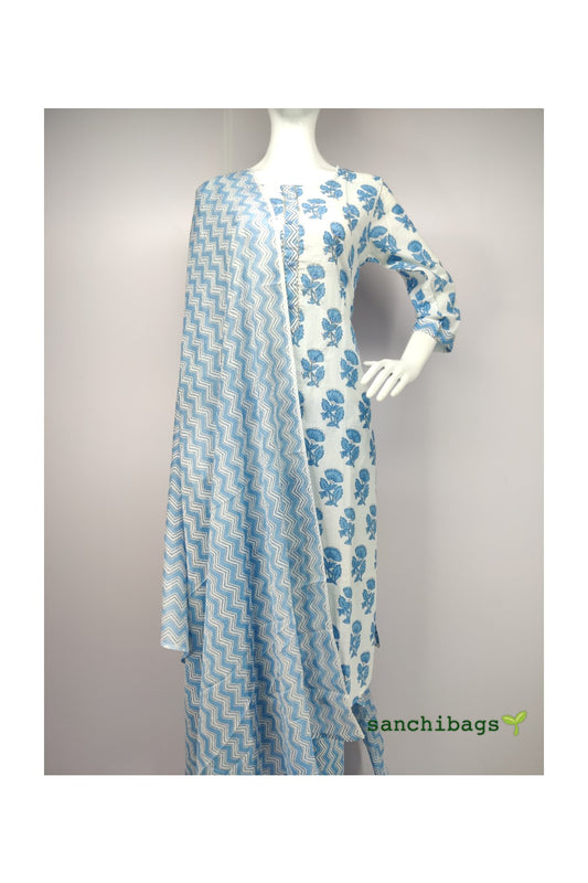 WHITE AND BLUE SALWAR SET