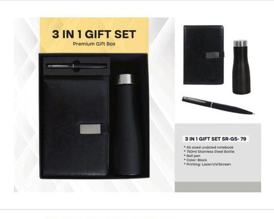 3-in-1 gift sets with black items on a white background