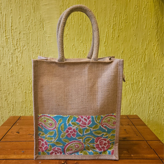 Jute Lunch Bag With Kalamkari